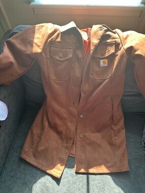 Carhartt Women's Brown Canvas Trench Coat with Hood